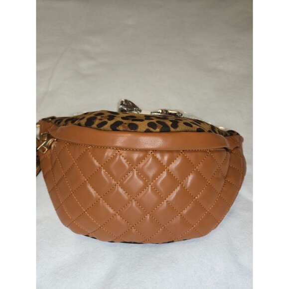 Leopard Print Quilted Brown Faux Leather Waist Bag & Coin Pouch - Picture 2 of 6